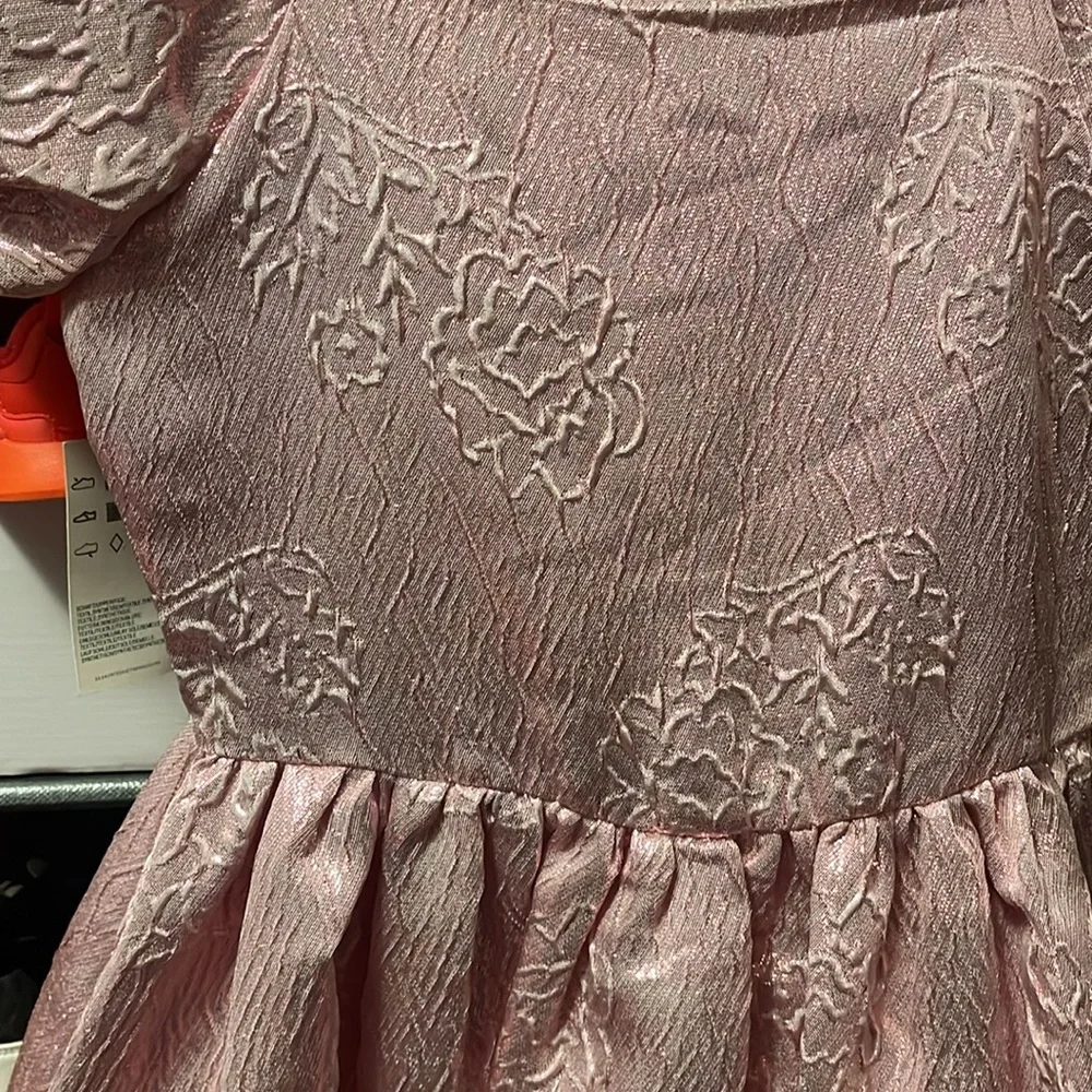 Blush By Us Angels Girls Pink Puff Sleeve Floral Sparkle Dress Size 10
